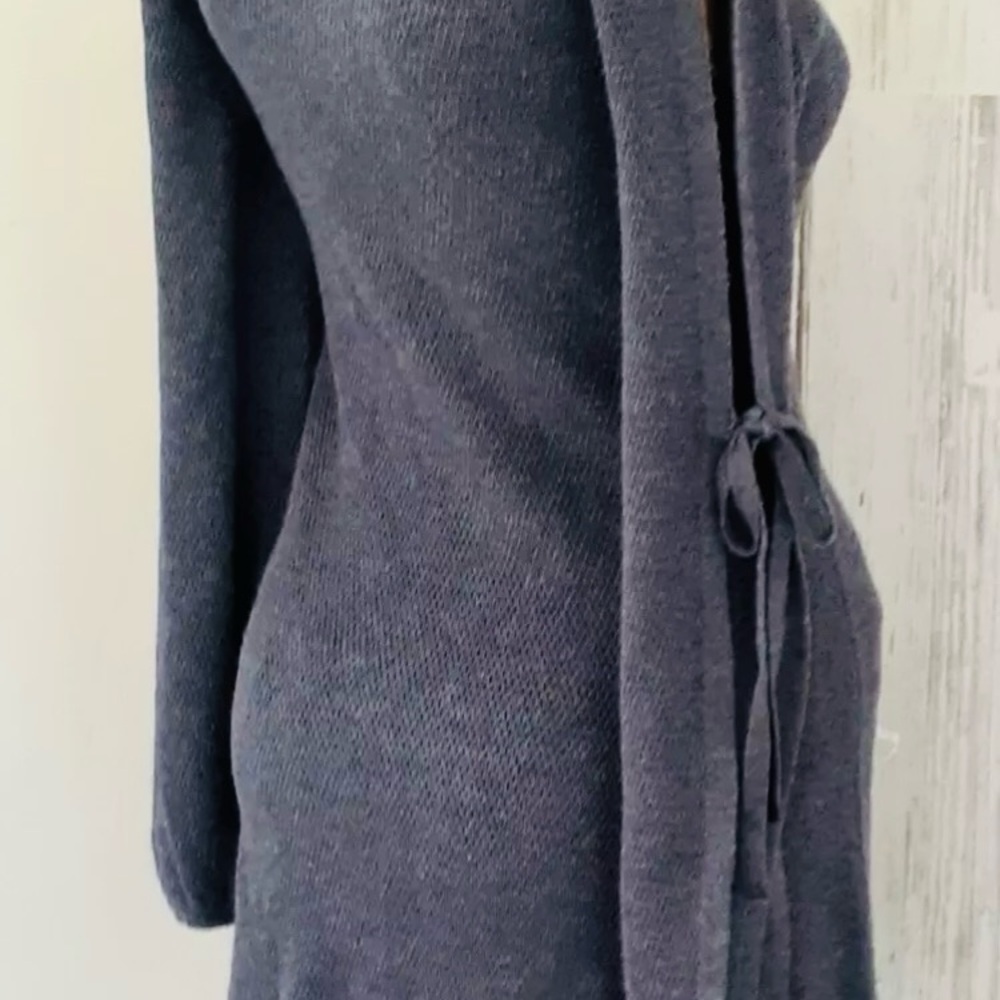 American Eagle Outfitters Gray Cardigan Dress with Tie Detail